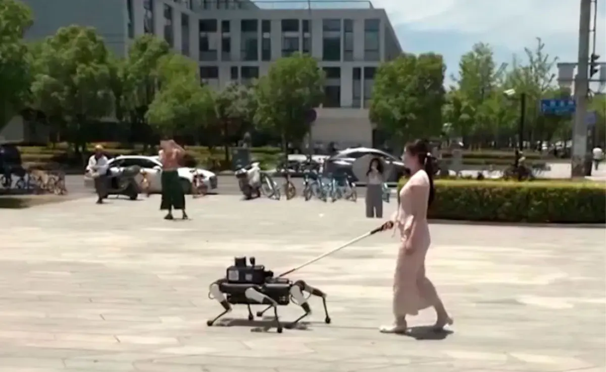 El perro guía robot fue creado en China y se encuentra en fase de prueba. Foto: X/planoi