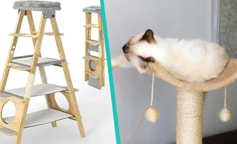 ¡Construye una torre navideña para tu gato!